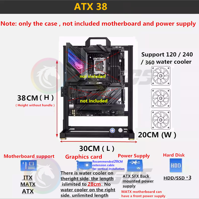 Marco de caja de PC abierta MO - Pc Gaming Center reseña y precio