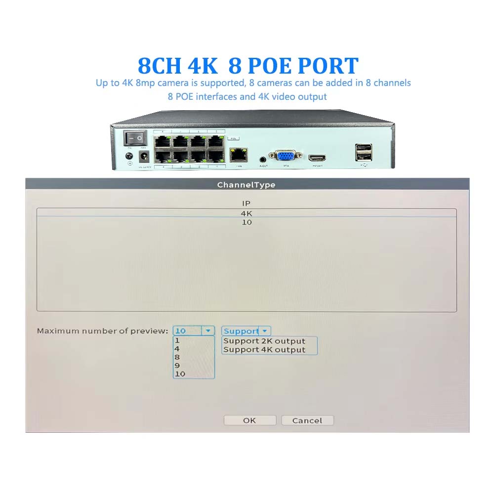 NVR 4K de 10 canales, 4/8 puer - Webcam 4K reseña y precio