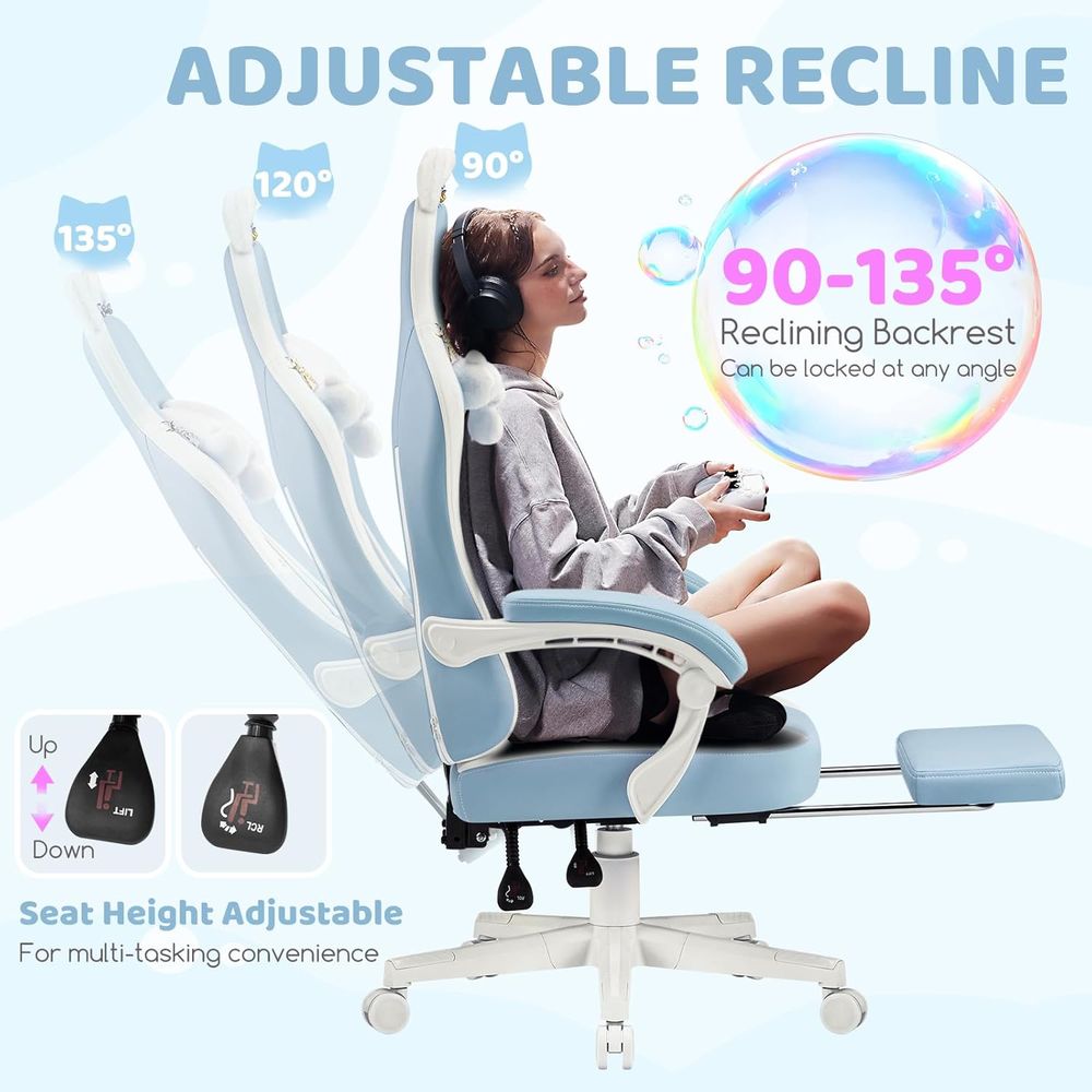 Silla de Juego Ergonómica Azul - Gaming Chair reseña y precio